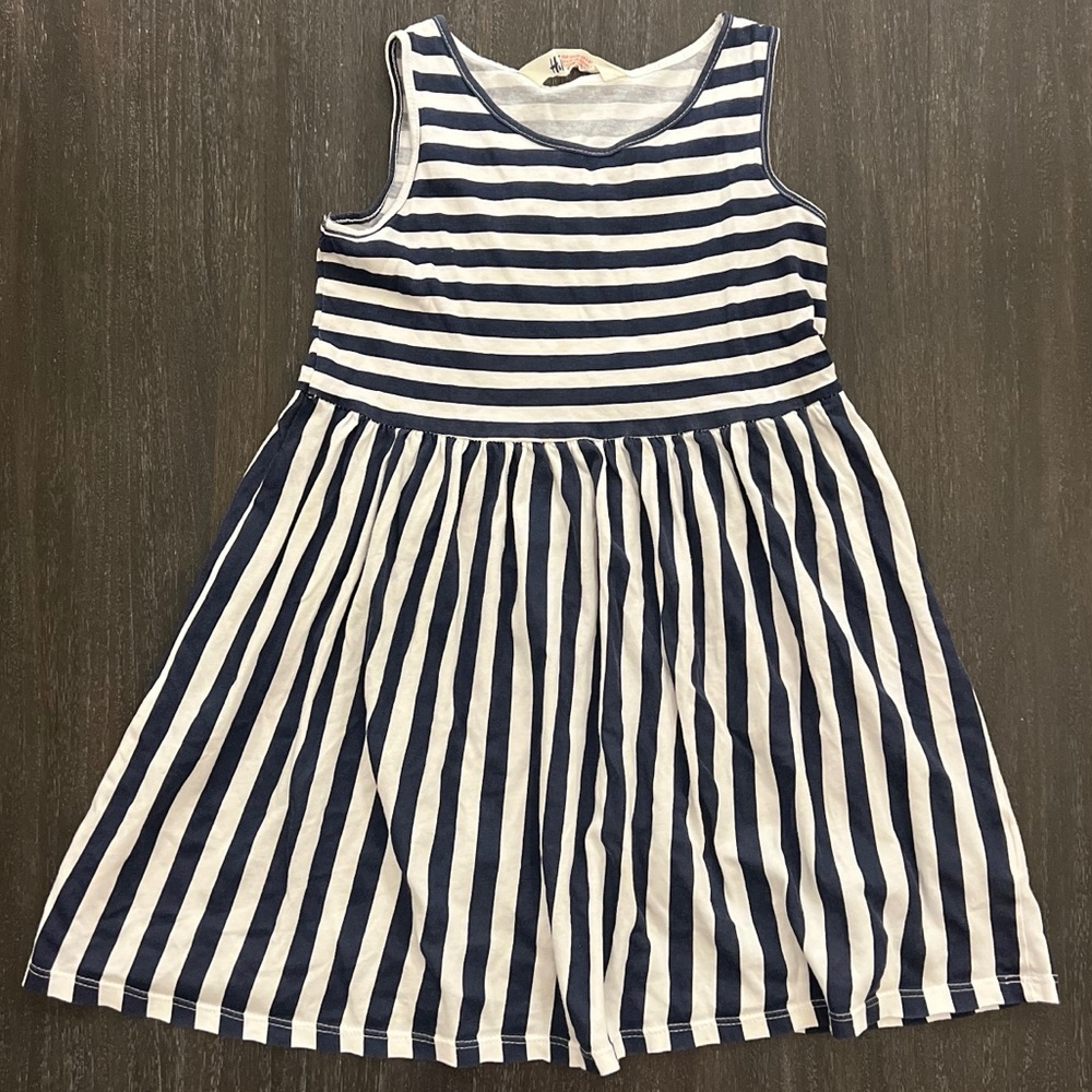 H&M Girls Navy and White 6-8Y Sleeveless Dress